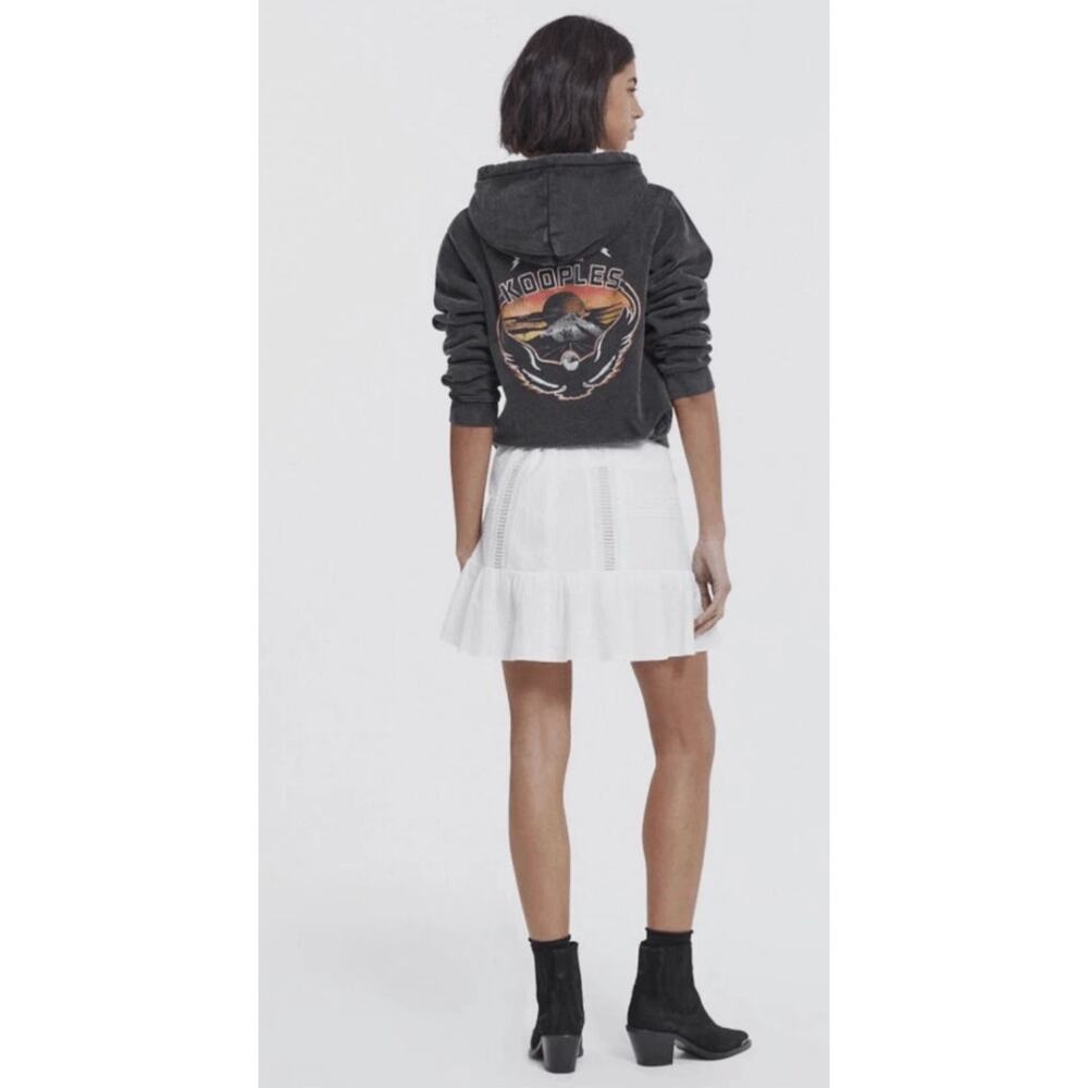 The Kooples NEW Black Vintage Inspired Eagle Hoodie, Med